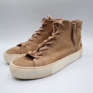 UGG Olli High Top Sneakers Suede Beige Tan Women Sz 7
